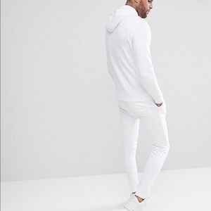 White tracksuit Hoodie & Skinny Jogger sweatpants